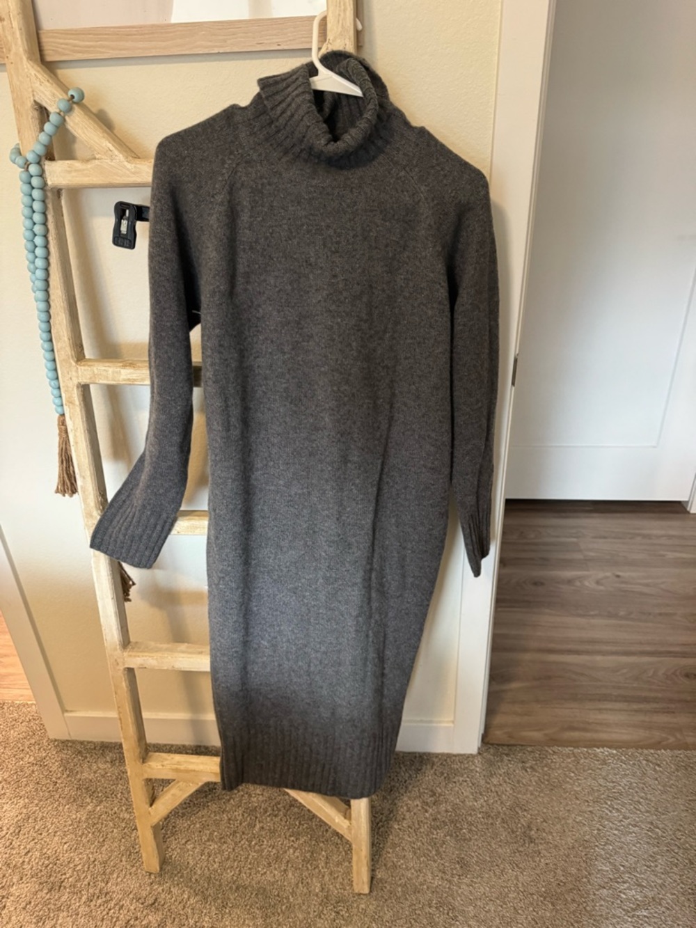 NAADAM Cashmere Charcoal Gray Turtleneck Maxi Sweater Dress NWOT